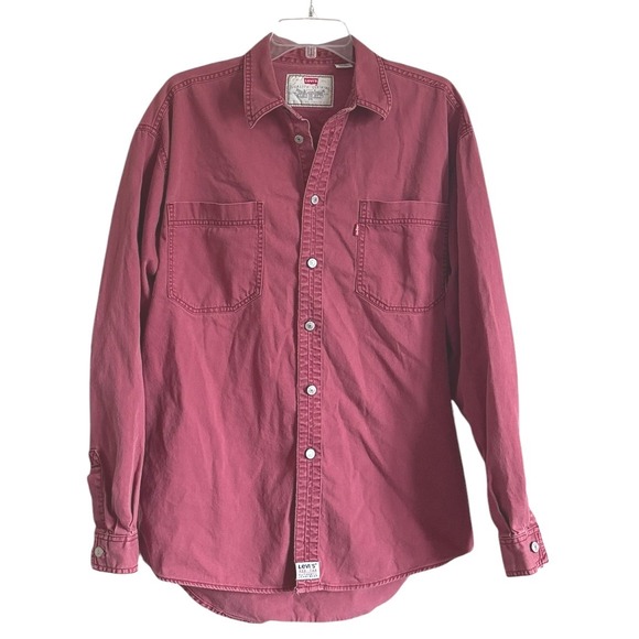 Levi's Other - Levis Button Down Shirt Mens Large Red Long Sleeve Cotton Twill Vintage Workwear